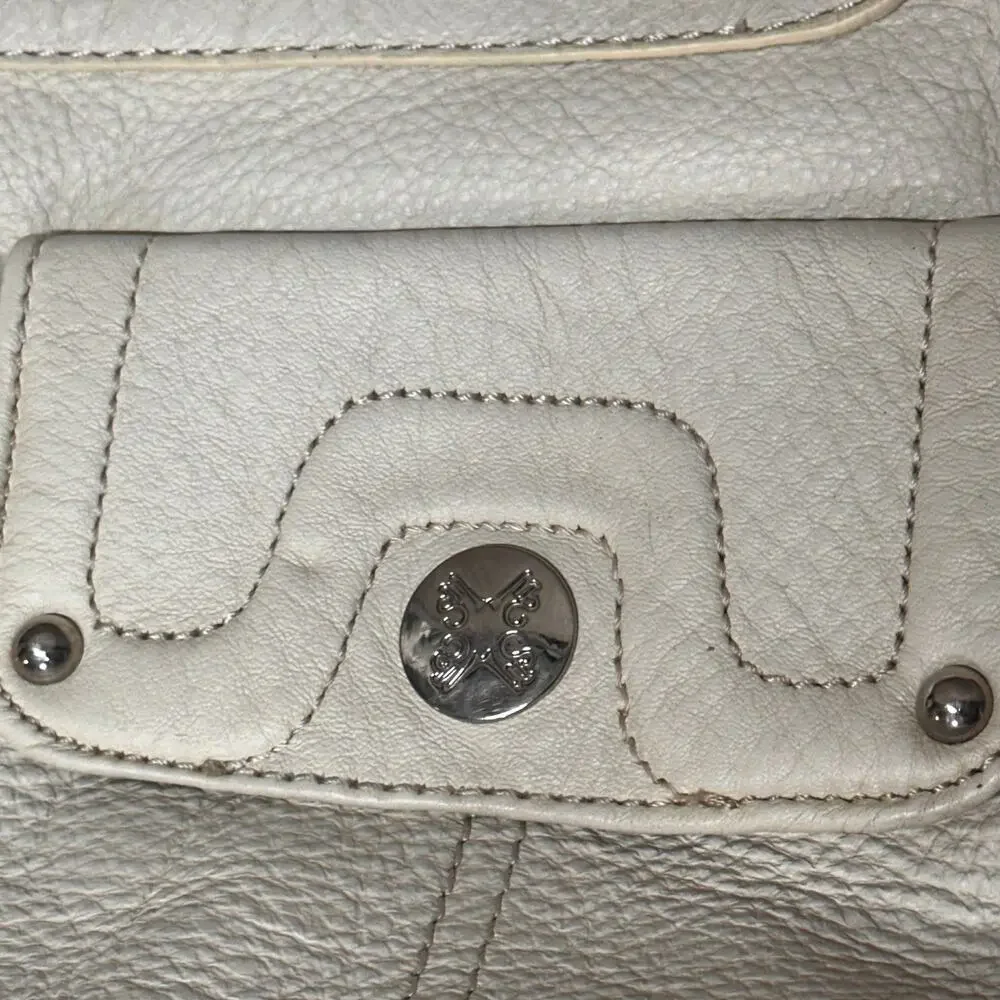 Stone Mountain White Leather Shoulder Bag Y2K Boho Purse - Picture 7 of 14